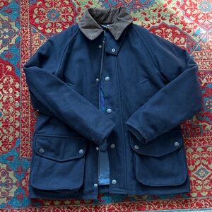 Men's Alan Paine Navy Field Jacket with Suede Collar Size 38/40